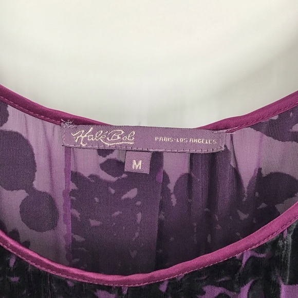 Hale’ Bob NWT Floral Mesh & Velvet Silk Blend Tunic Dress Boho Purple Size Med - Picture 8 of 13